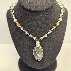 Handmade Wire Wrapped Labradorite beaded Necklace